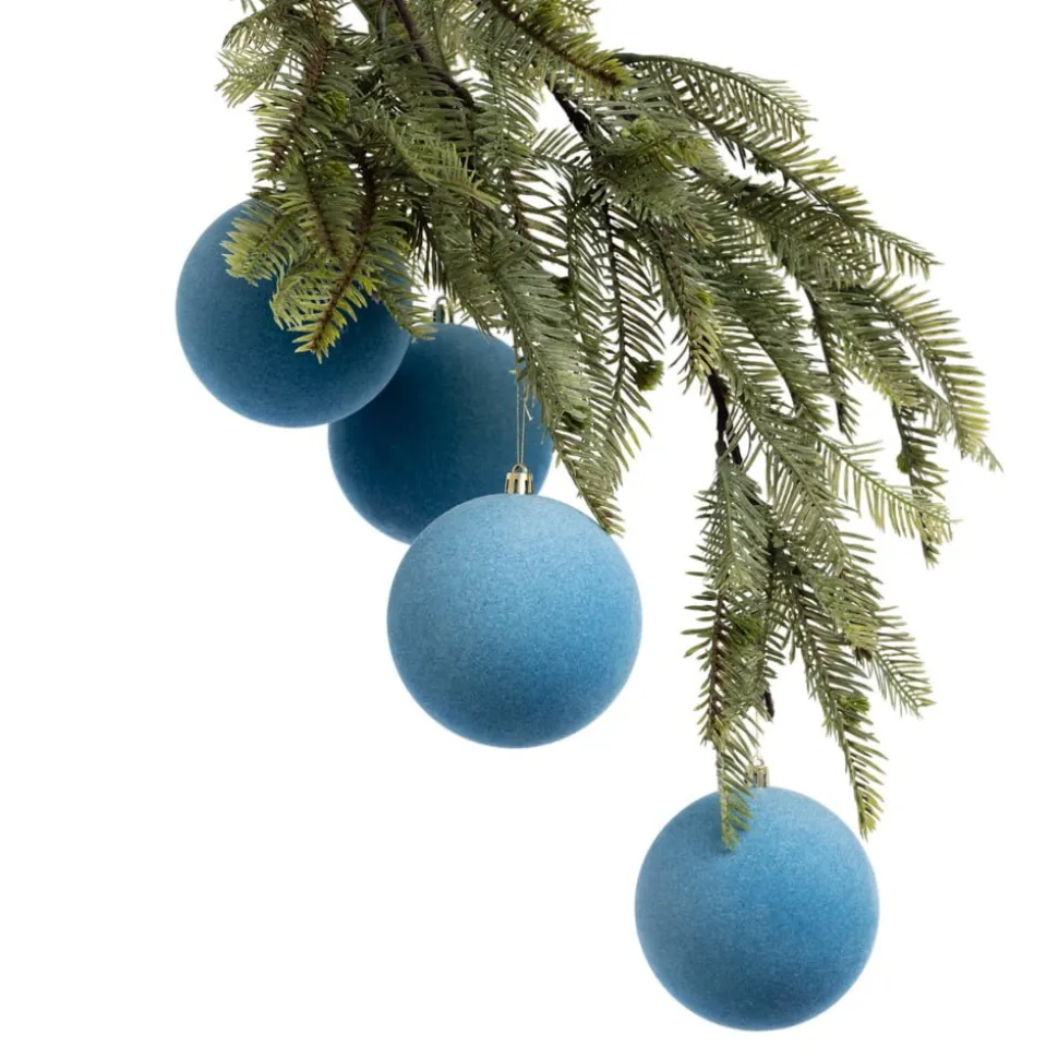 Velvet blue Christmas ball ornaments, 4"