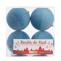 Velvet blue Christmas ball ornaments, 4