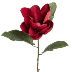 Velvet burgundy magnolia on stem, 24"
