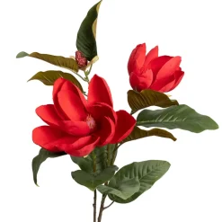Velvet red magnolias on stem, 42"