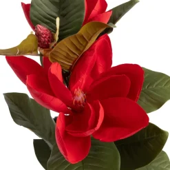 Velvet red magnolias on stem, 42"