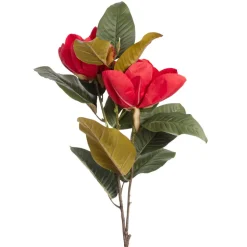 Velvet red magnolias on stem, 42