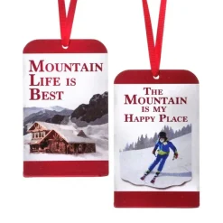 Vintage Ski Lodge Ornament, 5″