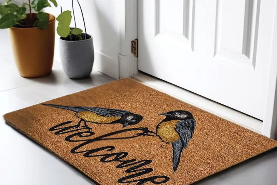 Welcome bird printed doormat, 18 x 30"