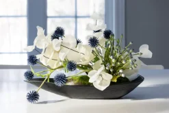White and blue floral centerpiece