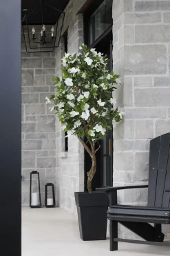 White artificial outdoor hibiscus tree