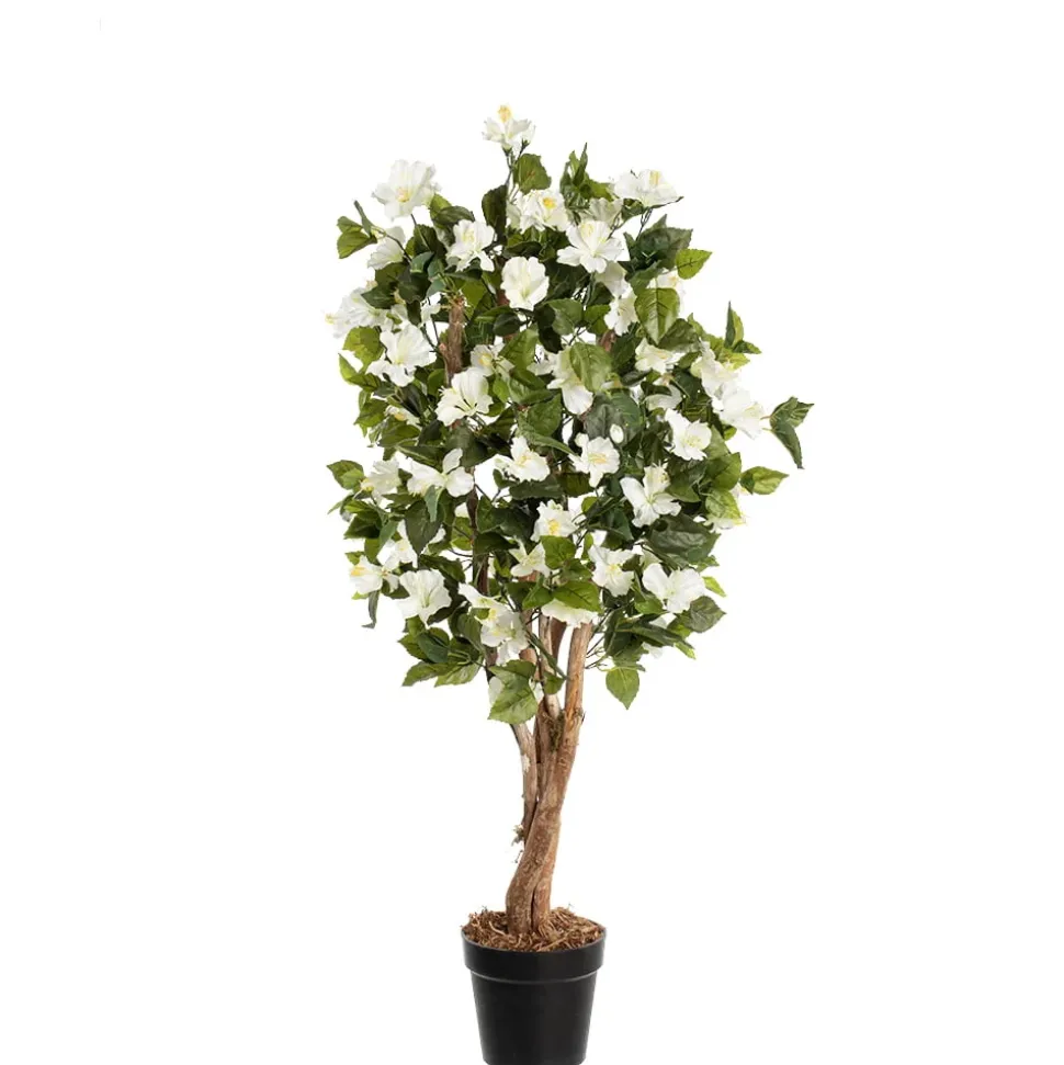 White artificial outdoor hibiscus tree