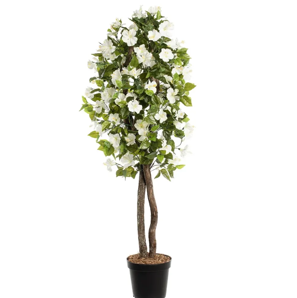 White artificial outdoor hibiscus tree