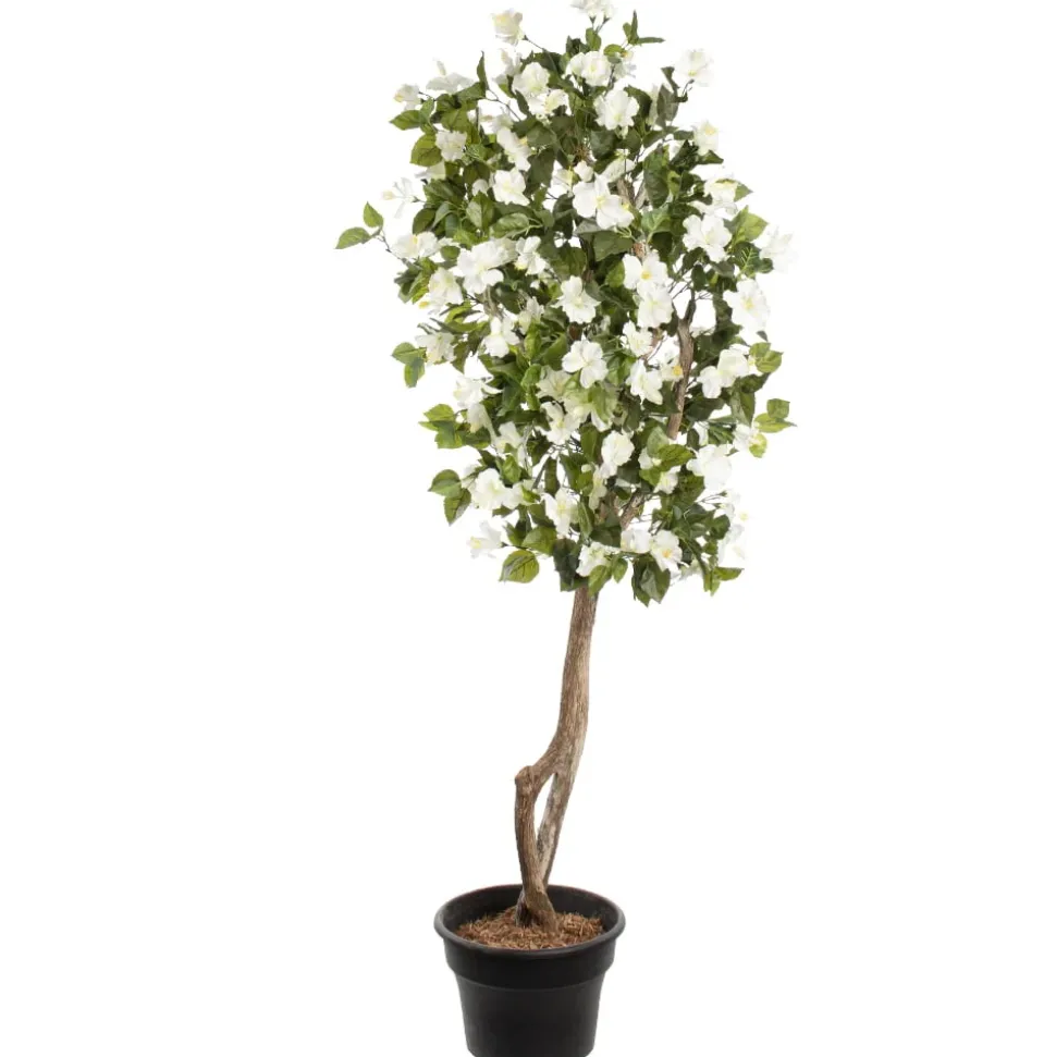 White artificial outdoor hibiscus tree