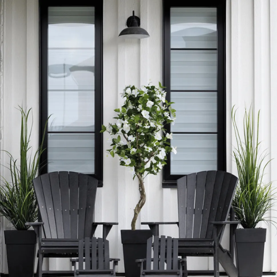 White artificial outdoor hibiscus tree