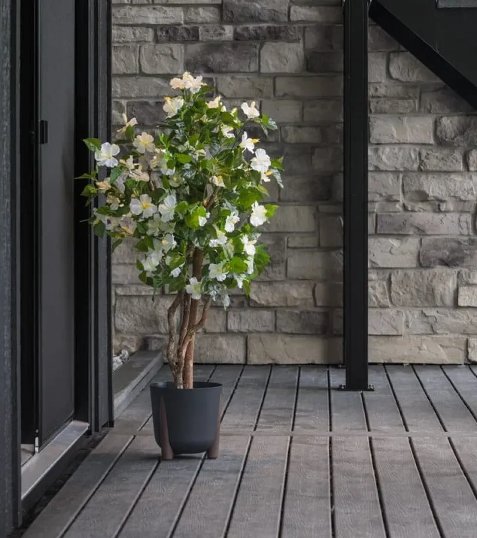 White artificial outdoor hibiscus tree