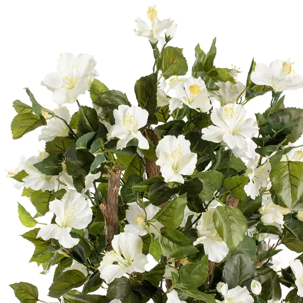 White artificial outdoor hibiscus tree