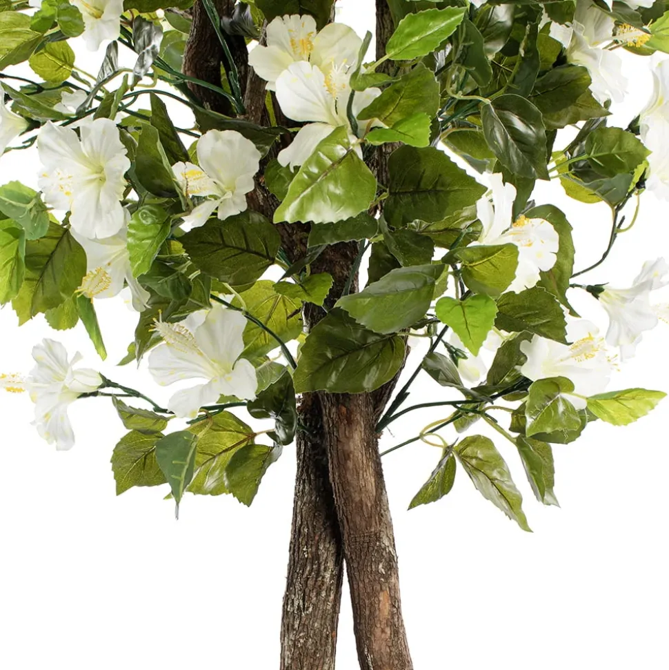 White artificial outdoor hibiscus tree