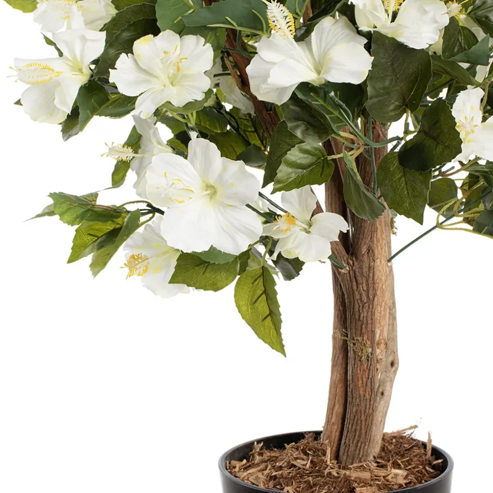 White artificial outdoor hibiscus tree