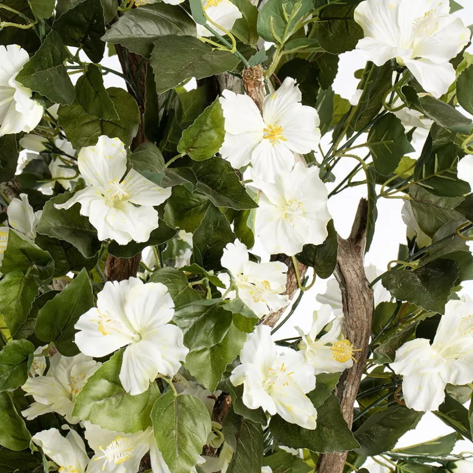 White artificial outdoor hibiscus tree
