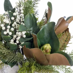 White berry and pine Christmas centerpiece, 14 x 16"