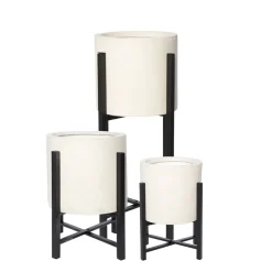 White cement standing planter