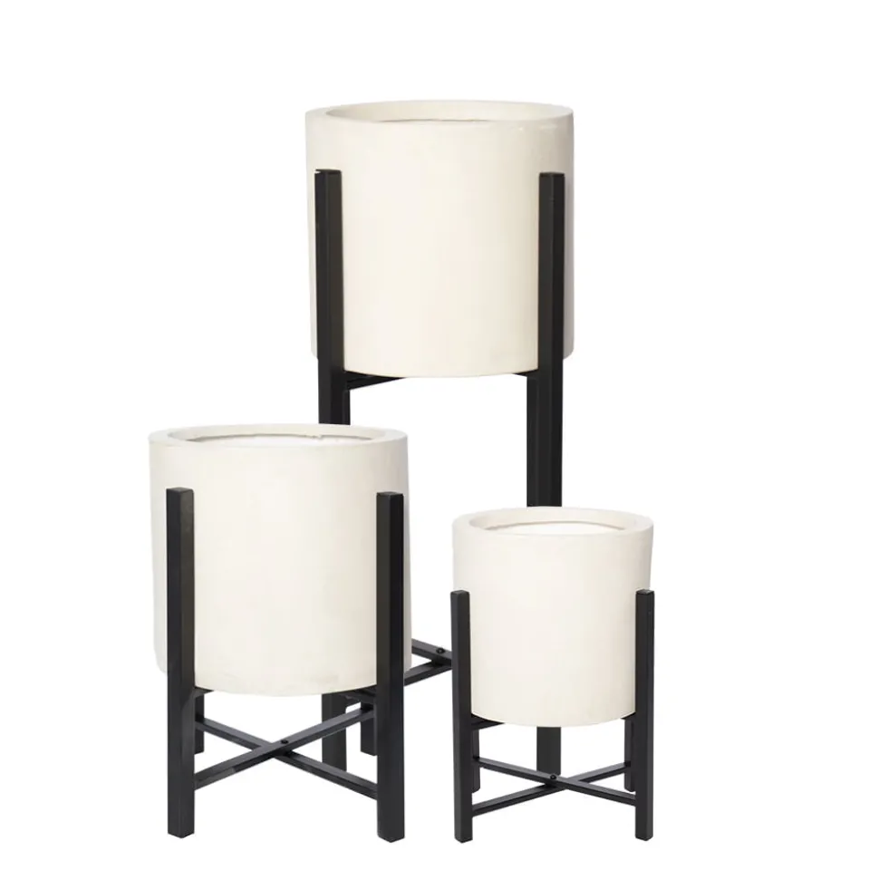 White cement standing planter