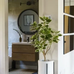 White cement standing planter