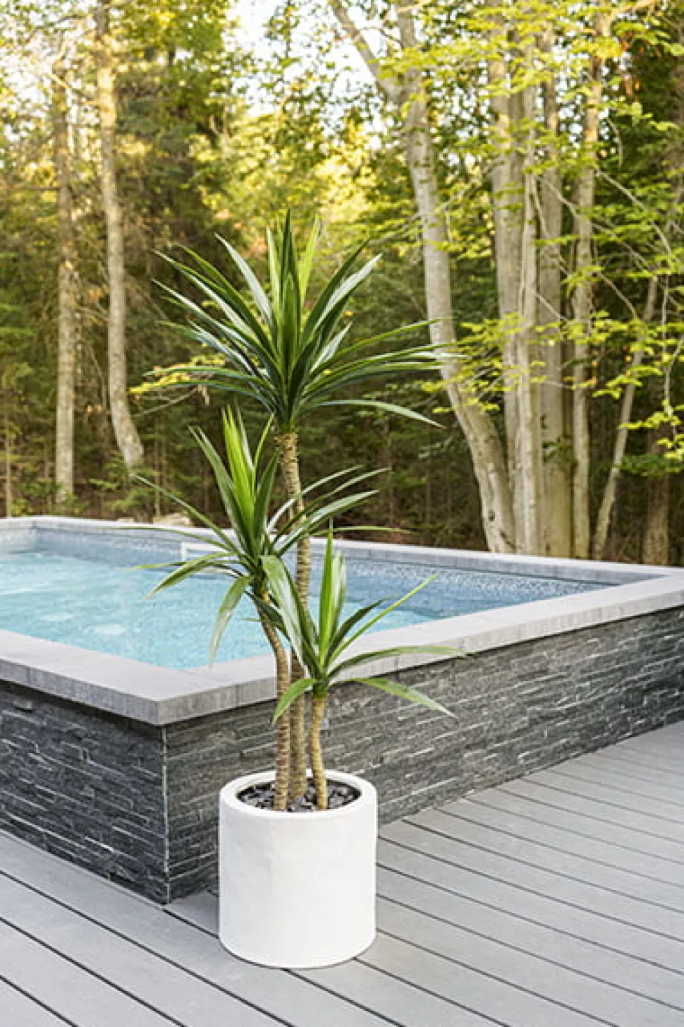 White cement standing planter