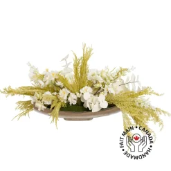 White cherry blossom and pampas centerpiece