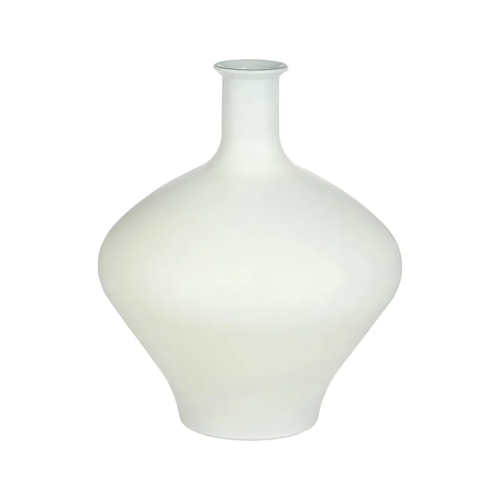White curved bottle in glass, 18 x 14,5"