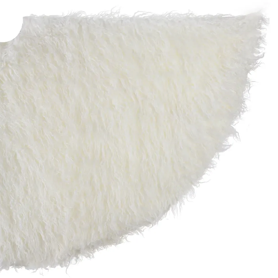White faux wool tree skirt, 64″