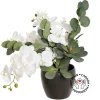 White flower arrangement with succulents