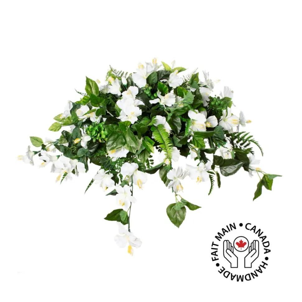 White funeral flower arrangement