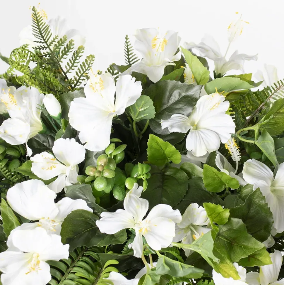 White funeral flower arrangement