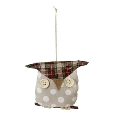 White polkadots owl ornament 4″