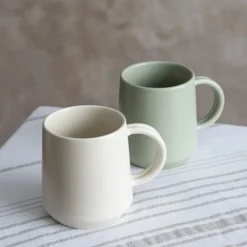 White stoneware coffee mug, 12 oz