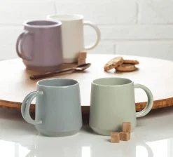 White stoneware coffee mug, 12 oz