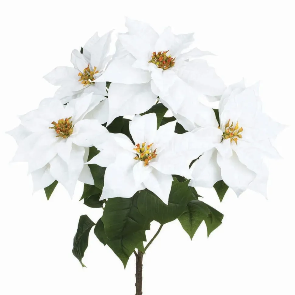 White velvet poinsettia bouquet, 22"