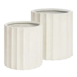 White wavy fibercement planter