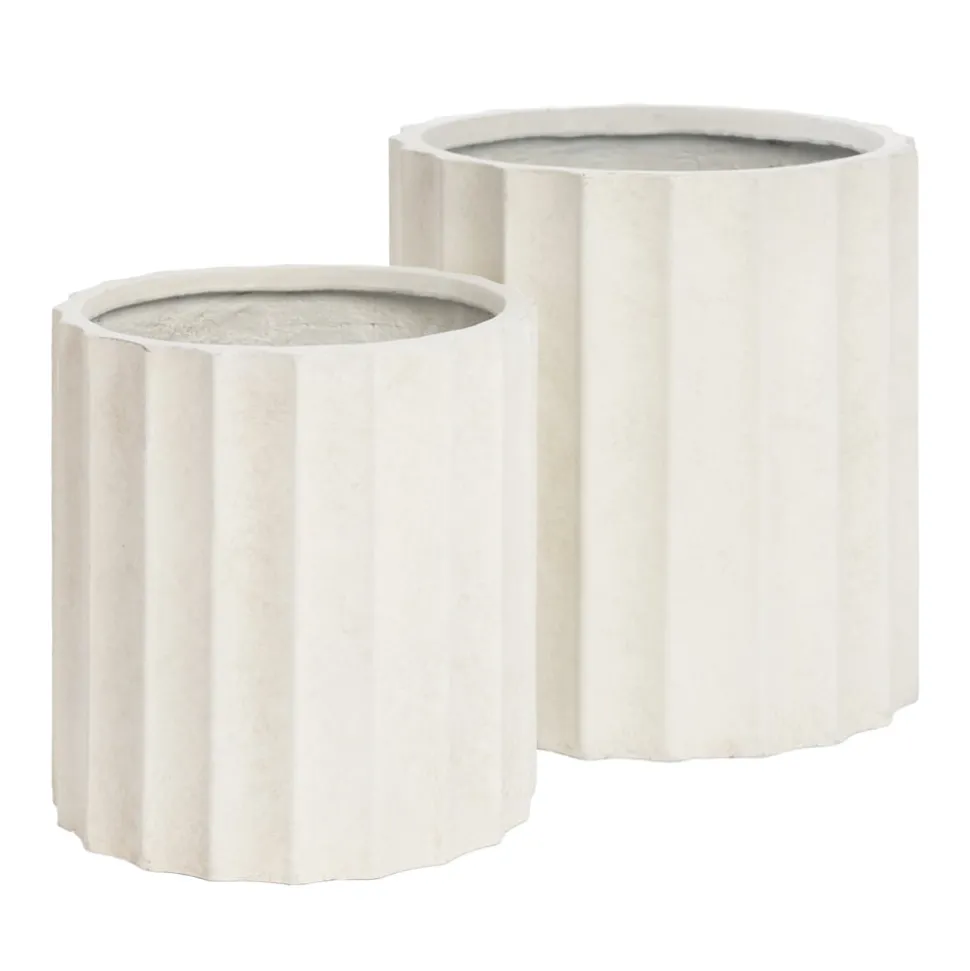 White wavy fibercement planter