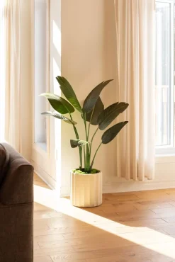 White wavy fibercement planter