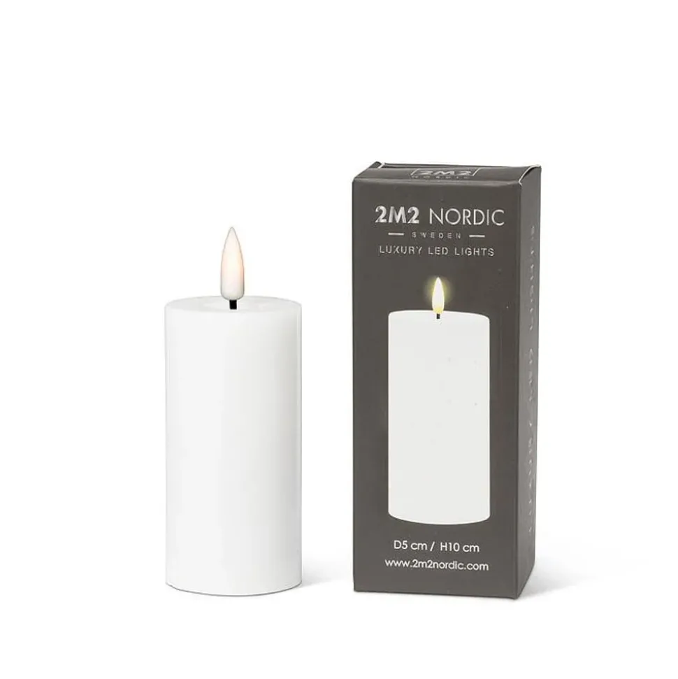 White wax LED candle, 4 x 2"