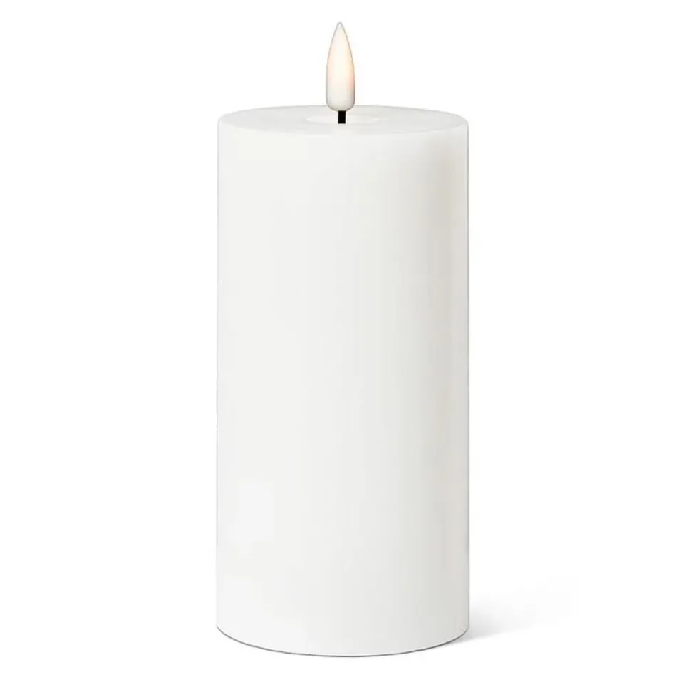 White wax LED candle, 6 x 3"