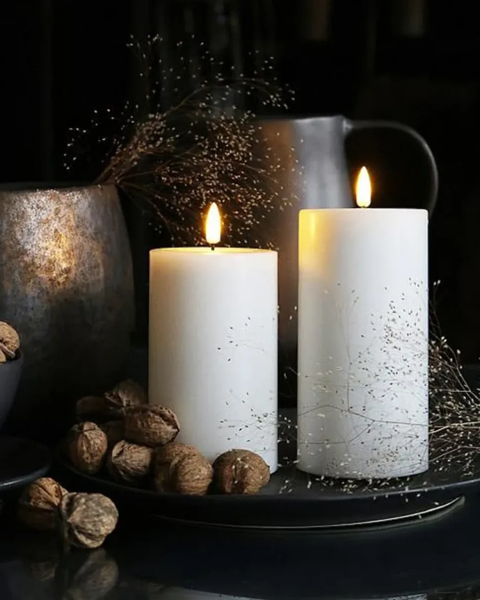 White wax LED candle, 6 x 3"