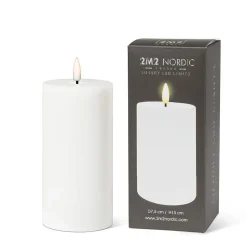 White wax LED candle, 6 x 3