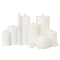 White wax LED candle, 6 x 3