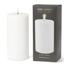 White wax LED candle, 8 x 4