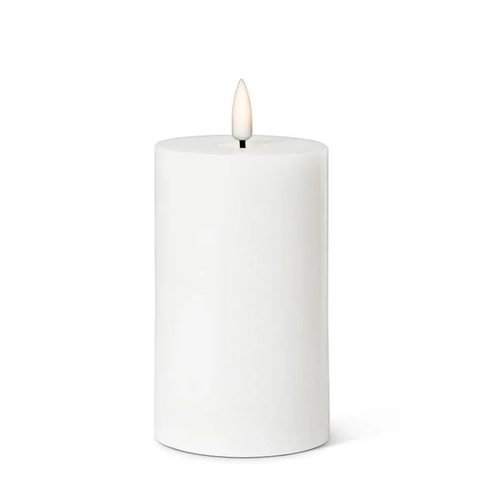 White wax LED candle, 5 x 3"