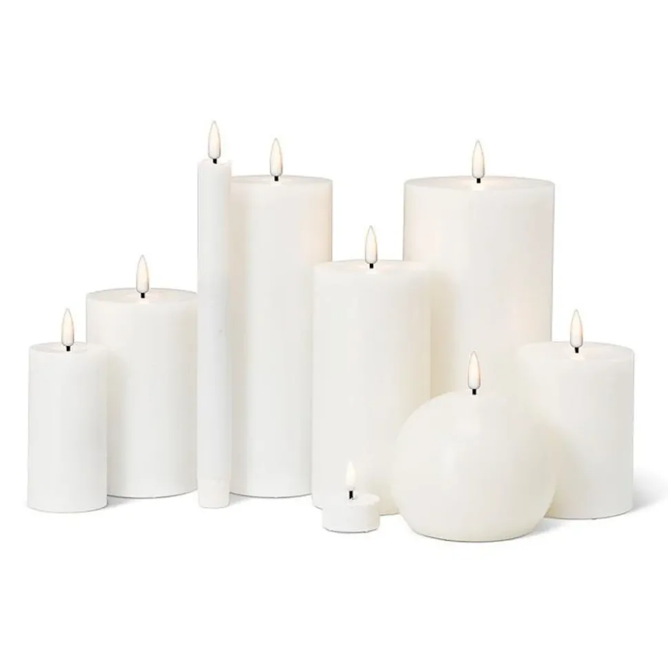 White wax LED candle, 5 x 3"