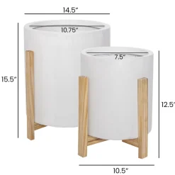 White wood plant pot stand