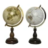 World globe on mango wood stand, 13 x 7″
