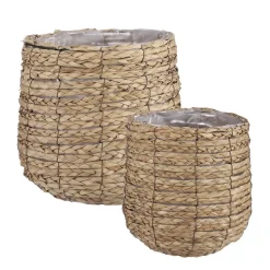 Woven rattan lined basket
