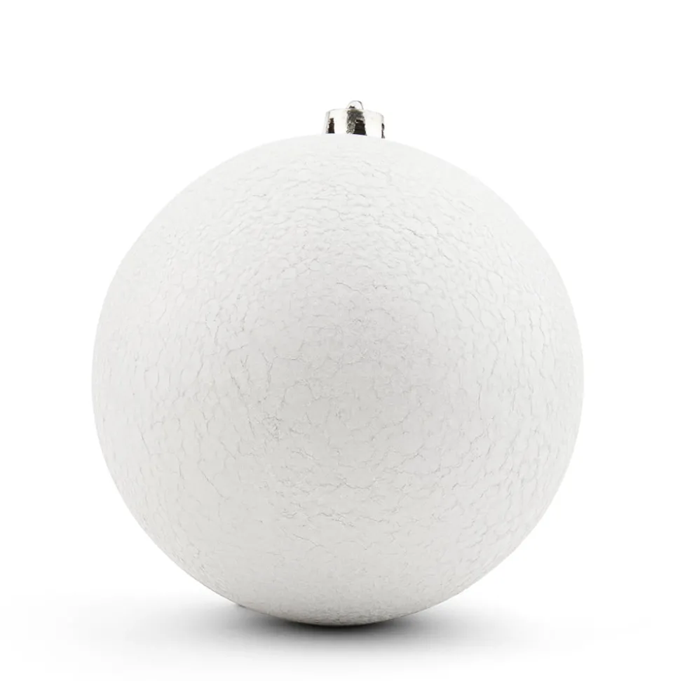 Wrickled white Christmas ball ornament, 8"