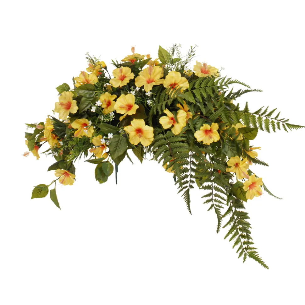 Yellow artificial flowers for grave
